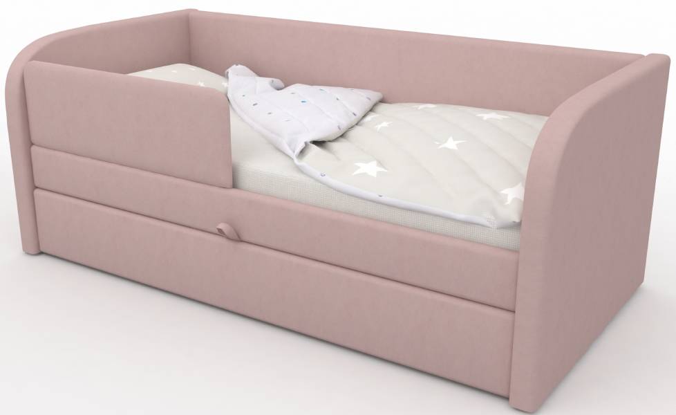 Детский диван UNO Серо-розовый (Velvet Lux 15)